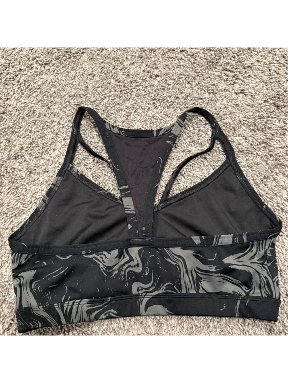 Gymshark Black and Gray Marble Pattern Sports Bra, Medium